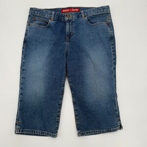 GUESS Crop Jeans Womens Size 31 Blue Denim Straight Stretch Comfort Medium Wash